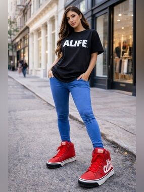 ALIFE NYC Everybody Hi “Soda” Red Leather Sneakers Size 13 🔥💯‼️
